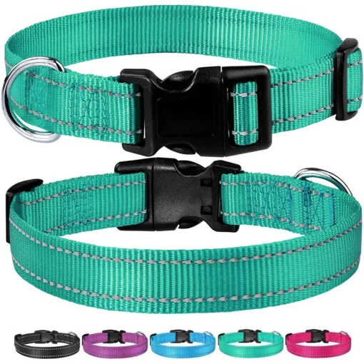 Reflective Dog Collar Strap With Adjustable Safety Nylon Pet Collar Pet Traction Rope Suitable For Small And Medium-Sized Pets 1