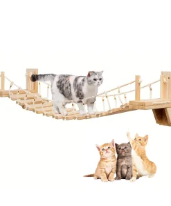 100cm Cat Rope Bridge Ladder – Wall-Mounted Wooden Climbing Steps for Indoor Cats 1