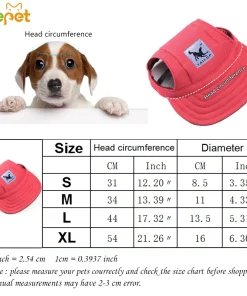 Cute Pet Baseball Hat with Ear Holes – Adjustable Canvas Cap for Small Dogs & Cats 6