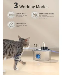3.2L Stainless Steel Pet Water Fountain – Wireless Smart Automatic Cat & Dog Drinking Fountain 5
