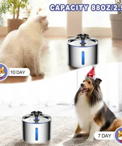 Stainless Steel Cat Water Fountain 2.5L – Automatic Pet Water Bowl with LED & Auto Shut-Off 4