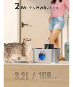 3.2L Stainless Steel Pet Water Fountain – Wireless Smart Automatic Cat & Dog Drinking Fountain 3