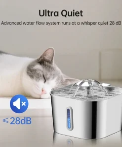 2.2L Automatic Cat Fountain – Stainless Steel Pet Water Dispenser with Silent Pump & Filter 5