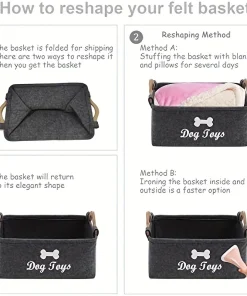 Pet Storage Basket & Organizer – Felt Toy Box for Dogs and Cats 6