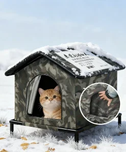 Outdoor Waterproof Cat House – Foldable Warm Shelter for Stray & Feral Cats 2