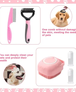 8-Piece Dog Grooming Kit – Self-Cleaning Brushes, Nail Clippers, Flea Comb & Bath Brush for Pets 3