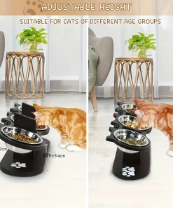 Adjustable 15° Tilt Raised Pet Bowl – Elevated Cat & Dog Feeder with 3 Stainless Steel Bowls 3