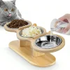 3-in-1 Raised Cat Feeder with Stainless Steel Bowls – 15° Tilt Food & Water Bowl for Cats and Puppies 1