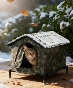 Outdoor Waterproof Cat House – Foldable Warm Shelter for Stray & Feral Cats 6