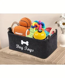 Pet Storage Basket & Organizer – Felt Toy Box for Dogs and Cats 3