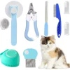8-Piece Cat Grooming Kit – Flea Comb, Shampoo Brush, Hair Removal Brush & Silicone Toothbrush 1