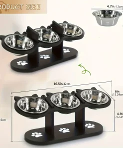 Adjustable 15° Tilt Raised Pet Bowl – Elevated Cat & Dog Feeder with 3 Stainless Steel Bowls 2