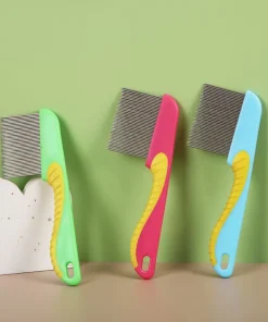 Pet Flea Comb for Dogs & Cats – Long-Tooth Seahorse Design for Flea & Loose Hair Removal 2