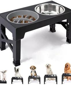 Elevated Dog Feeder – Adjustable Raised Stand with Double Stainless Steel Bowls for Dogs 1