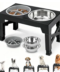 Elevated Dog Feeder – Adjustable Raised Stand with Double Stainless Steel Bowls for Dogs 4