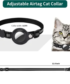 Breakaway Reflective Cat Collar with AirTag Holder – Adjustable Waterproof Kitten Collar with Bell 1