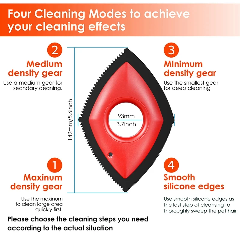 4-Mode Pet Hair Remover Comb – Reusable Rubber Brush for Dogs & Cats, Carpet, Sofa & Car Seats 6