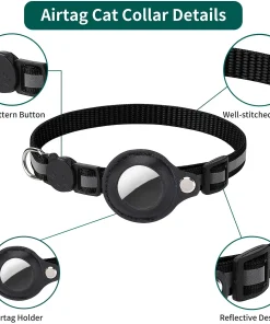Breakaway Reflective Cat Collar with AirTag Holder – Adjustable Waterproof Kitten Collar with Bell 2