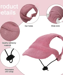 Adjustable Pet Baseball Cap – Cute Sun Hat for Cats & Dogs with Ear Holes 4