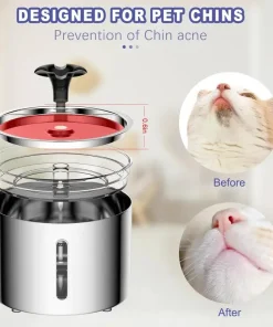 Stainless Steel Cat Water Fountain 2.5L – Automatic Pet Water Bowl with LED & Auto Shut-Off 3