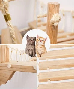 100cm Cat Rope Bridge Ladder – Wall-Mounted Wooden Climbing Steps for Indoor Cats 4