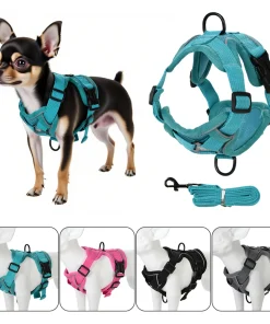 Reflective Dog & Cat Vest Harness Leash Set – Adjustable Chest Strap for Small Dogs & Puppies 1