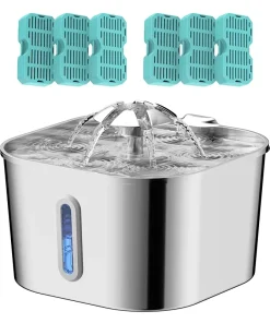2.2L Automatic Cat Fountain – Stainless Steel Pet Water Dispenser with Silent Pump & Filter 1
