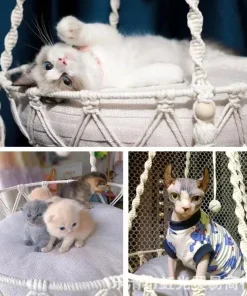 Handwoven Cat Hammock Hanging Basket – Cotton Rope Indoor Cat Swing Nest Bed 5