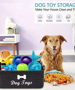 Pet Storage Basket & Organizer – Felt Toy Box for Dogs and Cats 4