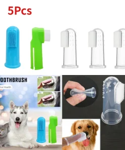5-Piece Pet Finger Toothbrush Set – Soft Silicone Toothbrushes for Cats & Dogs Bad Breath Care 1