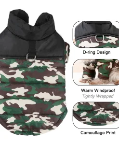 Waterproof Winter Dog Jacket – Warm Padded Coat with D-Ring for Small & Medium Dogs, Cats 3