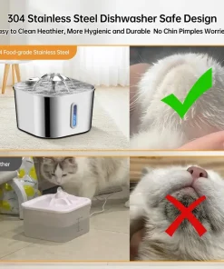 2.2L Automatic Cat Fountain – Stainless Steel Pet Water Dispenser with Silent Pump & Filter 4