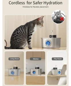 3.2L Stainless Steel Pet Water Fountain – Wireless Smart Automatic Cat & Dog Drinking Fountain 2