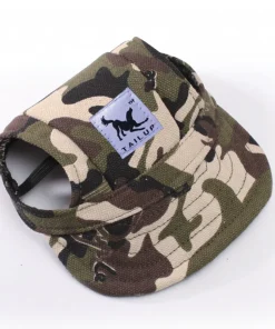 Cute Pet Baseball Hat with Ear Holes – Adjustable Canvas Cap for Small Dogs & Cats 4